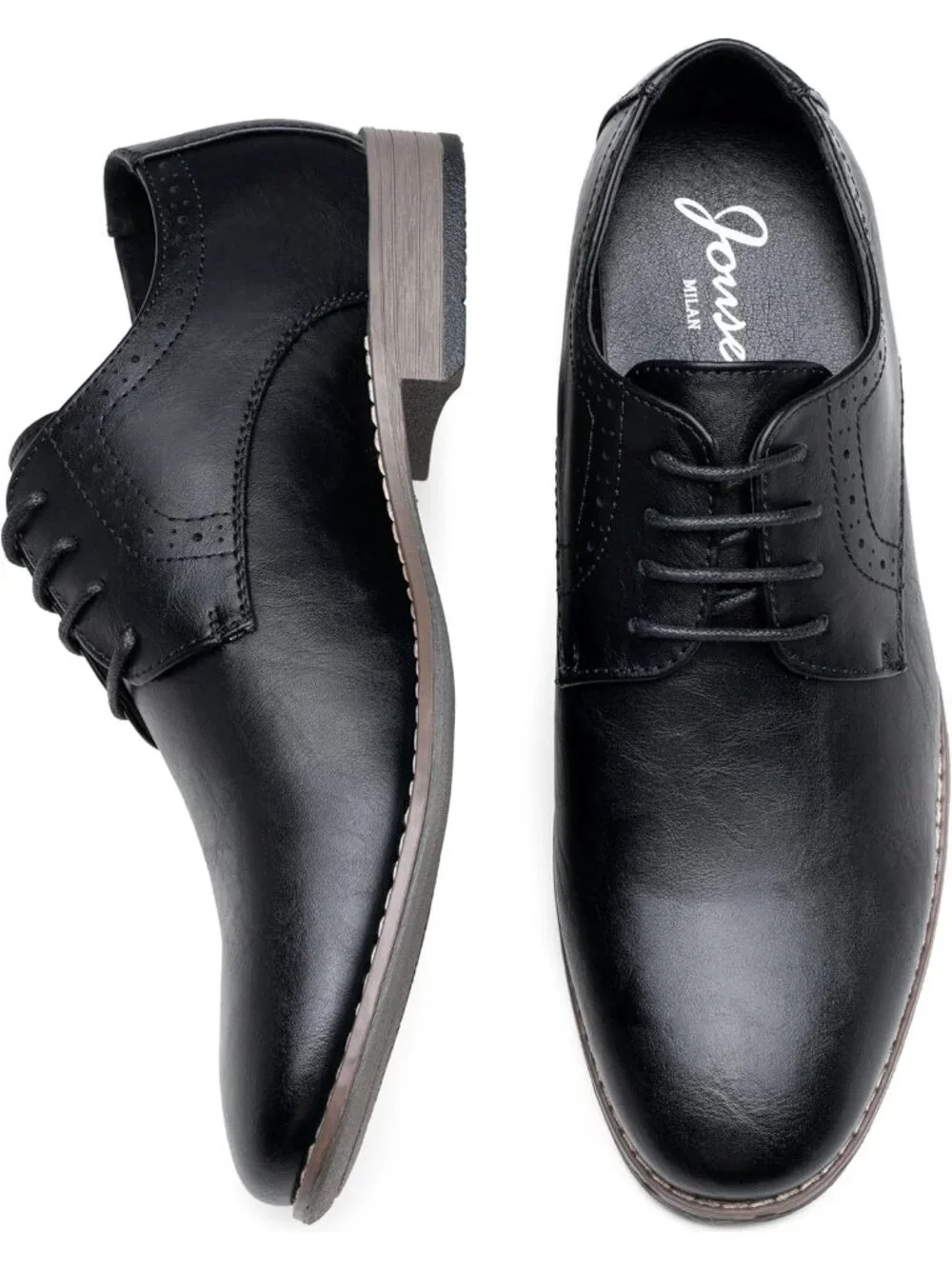 Men's Black Leather Formal Non Slip Wedding Oxford Derby Dress Shoes